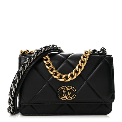 Chanel Lambskin Quilted Chanel 19 Wallet On Chain WOC Black 1 of 13