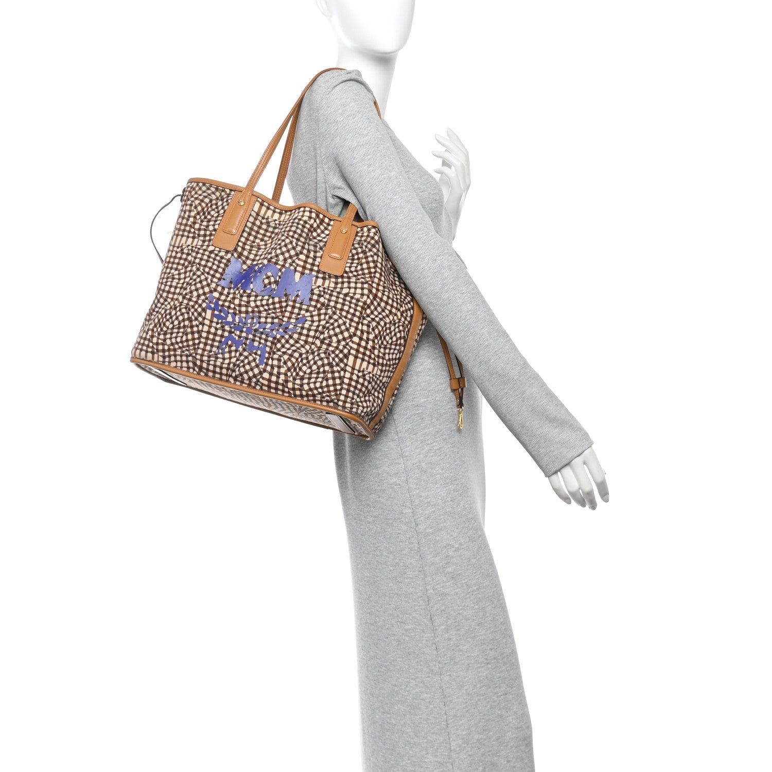 MCM Visetos Medium Liz Reversible Shopper Tote Cognac 2 of 15