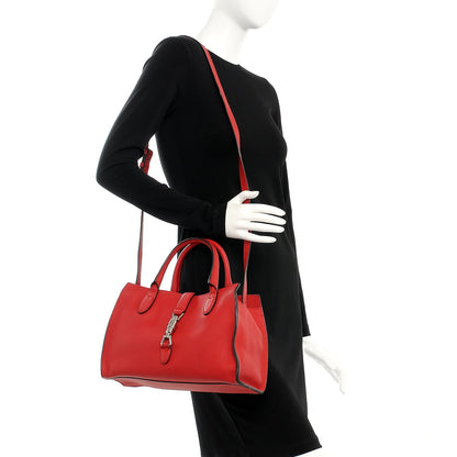 Gucci Soft Calfskin Small Jackie Top Handle Bag Hibiscus Red 2 of 12