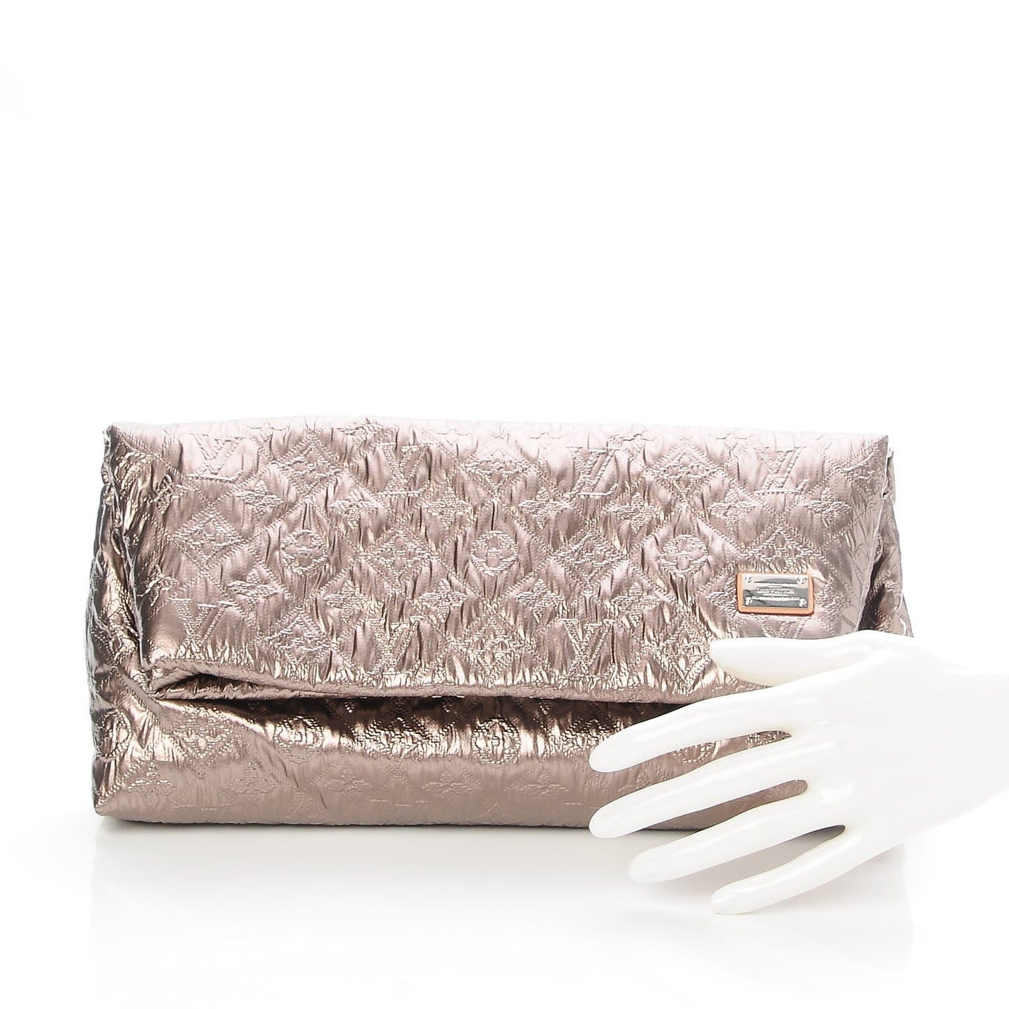 Jacquard Quilted Monogram Limelight Clutch MM Rose Gold