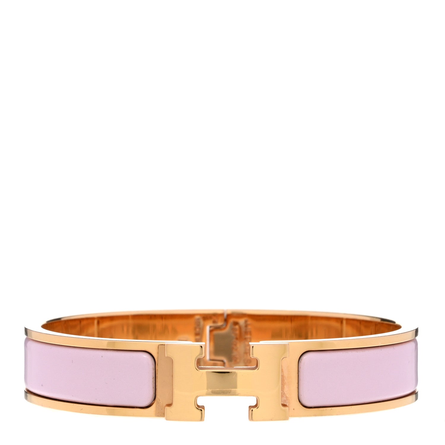 Hermes Enamel Narrow Clic Clac H Bracelet PM Rose Dragee 1 of 4