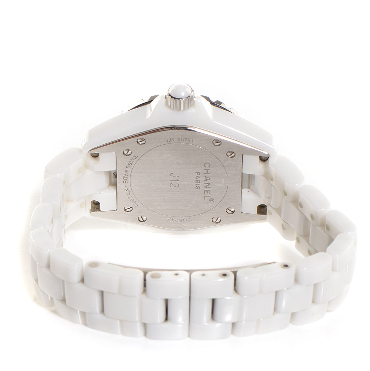 Chanel Stainless Steel Ceramic Diamond 33mm J12 Quartz Watch White 5 of 6