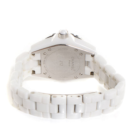 Chanel Stainless Steel Ceramic Diamond 33mm J12 Quartz Watch White 5 of 6