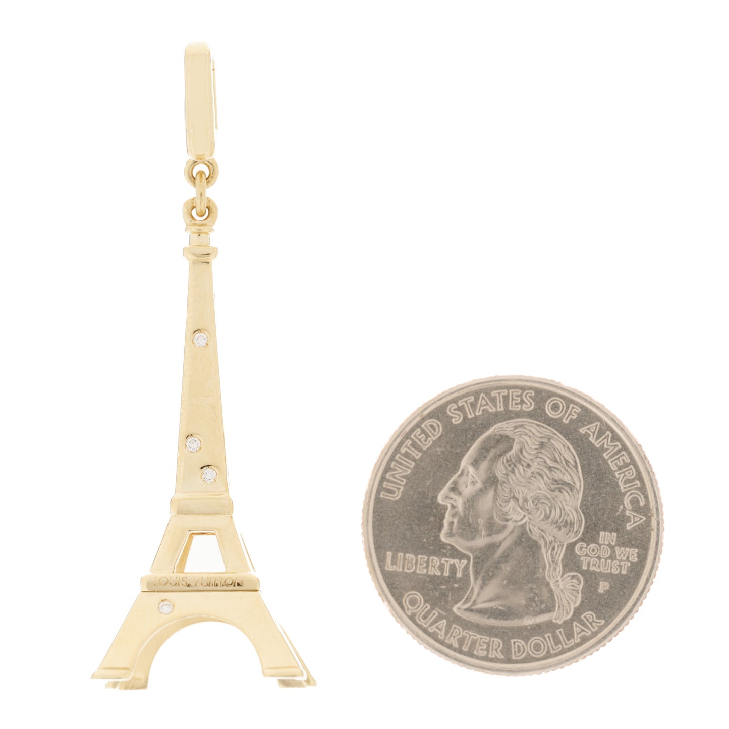 18K Yellow Gold Diamond Eiffel Tower Charm
