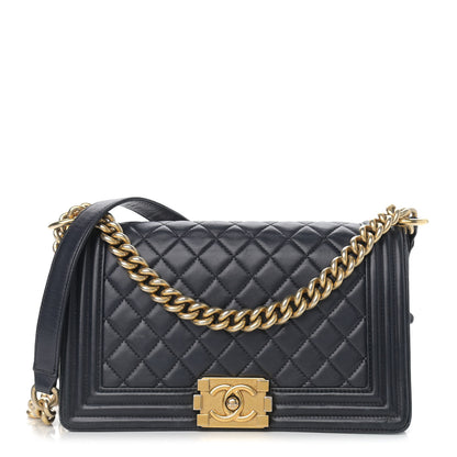 Chanel Lambskin Quilted Medium Boy Flap Dark Navy 1 of 14