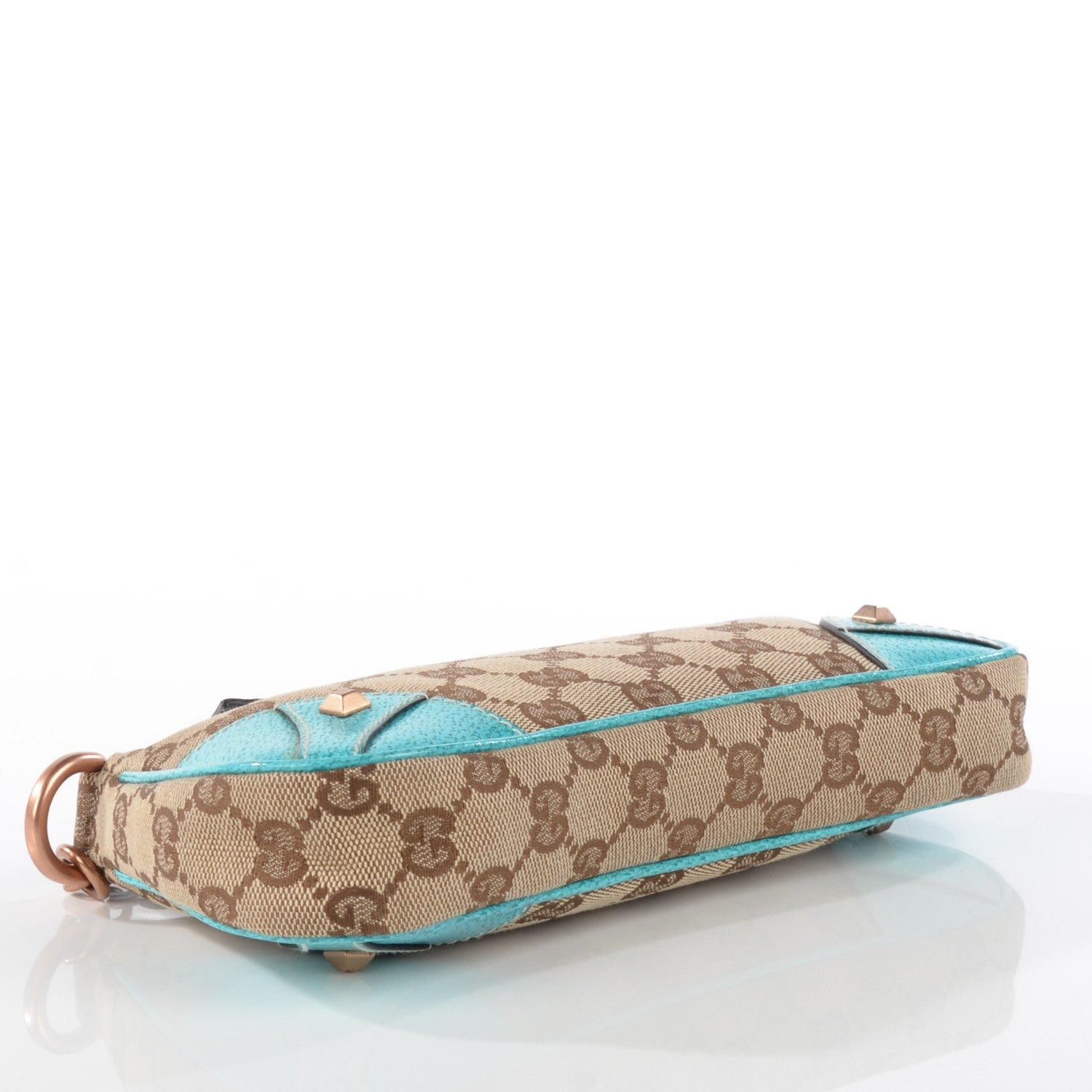 Gucci Monogram Horsebit Nail Chain Pochette Turquoise 4 of 7