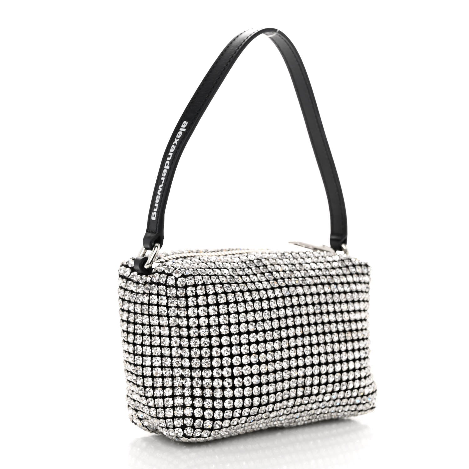 Alexander Wang Mesh Crystal Rhinestone Mini Heiress Pouch Black Silver 3 of 9