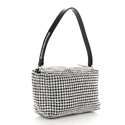 Alexander Wang Mesh Crystal Rhinestone Mini Heiress Pouch Black Silver 3 of 9