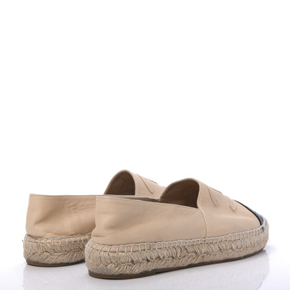 Chanel Lambskin CC Espadrilles 38 Beige Black 4 of 9