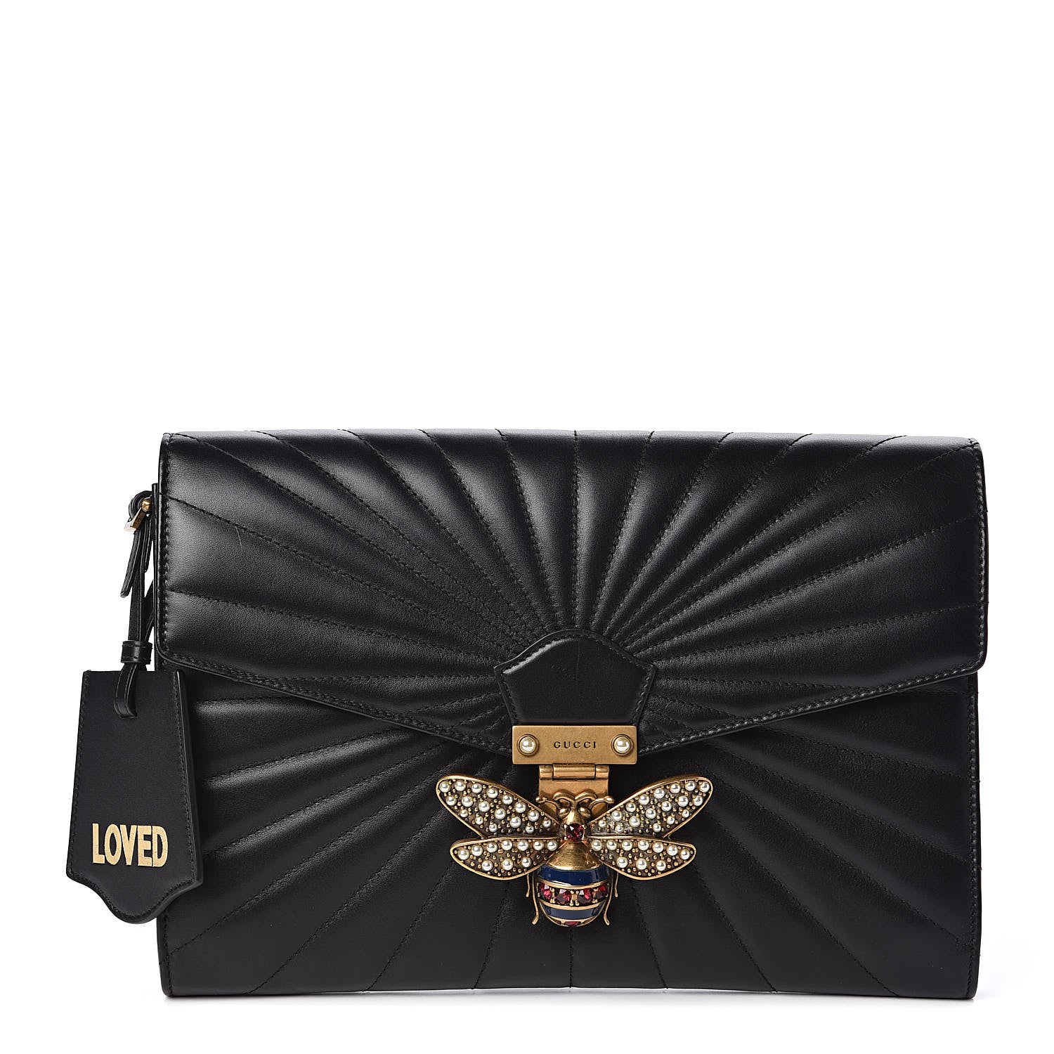 Gucci Calfskin Trapuntata Queen Margaret Clutch Black 1 of 8