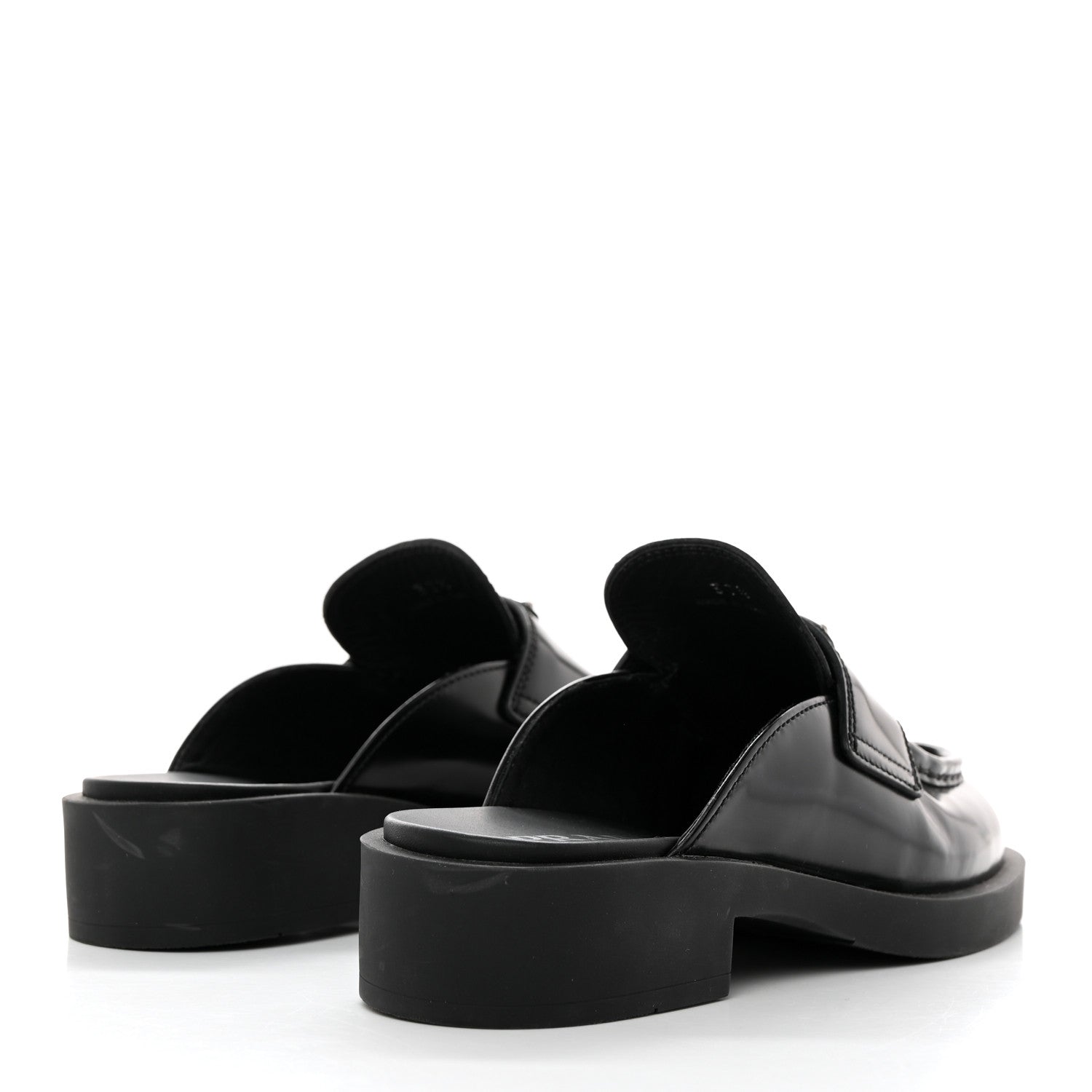 Prada Spazzolato Triangle 40mm Loafer Mules 37.5 Black 4 of 8