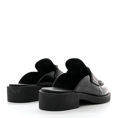 Prada Spazzolato Triangle 40mm Loafer Mules 37.5 Black 4 of 8