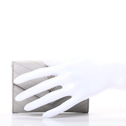 Saint Laurent Grain De Poudre Matelasse Chevron Small Monogram Envelope Wallet Souris 2 of 6