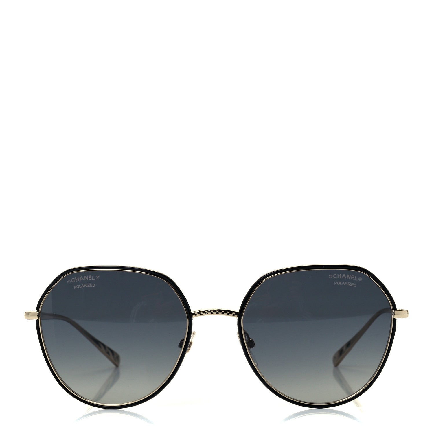 Chanel Metal Polarized Round Sunglasses 4251-J Gold Black 2 of 8