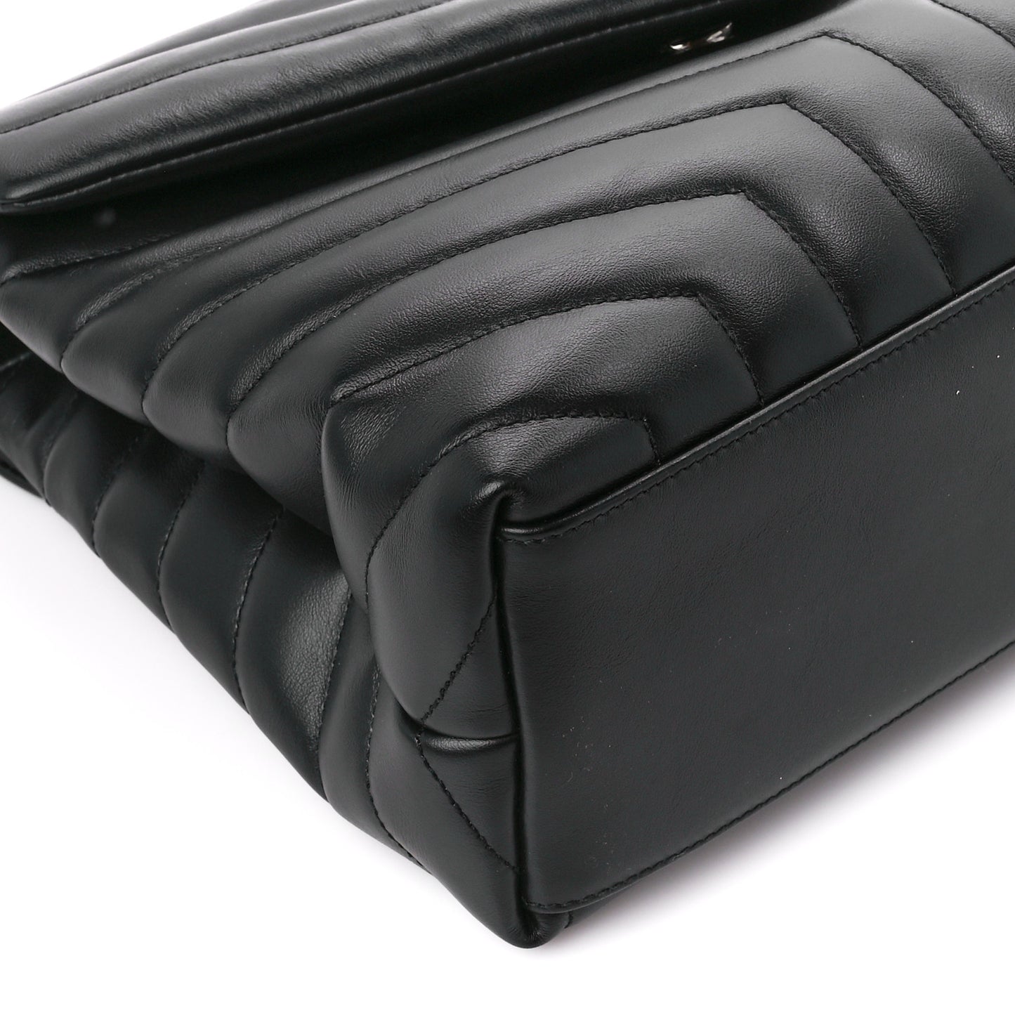 Calfskin Y Quilted Monogram Monochrome Medium Loulou Chain Satchel Black