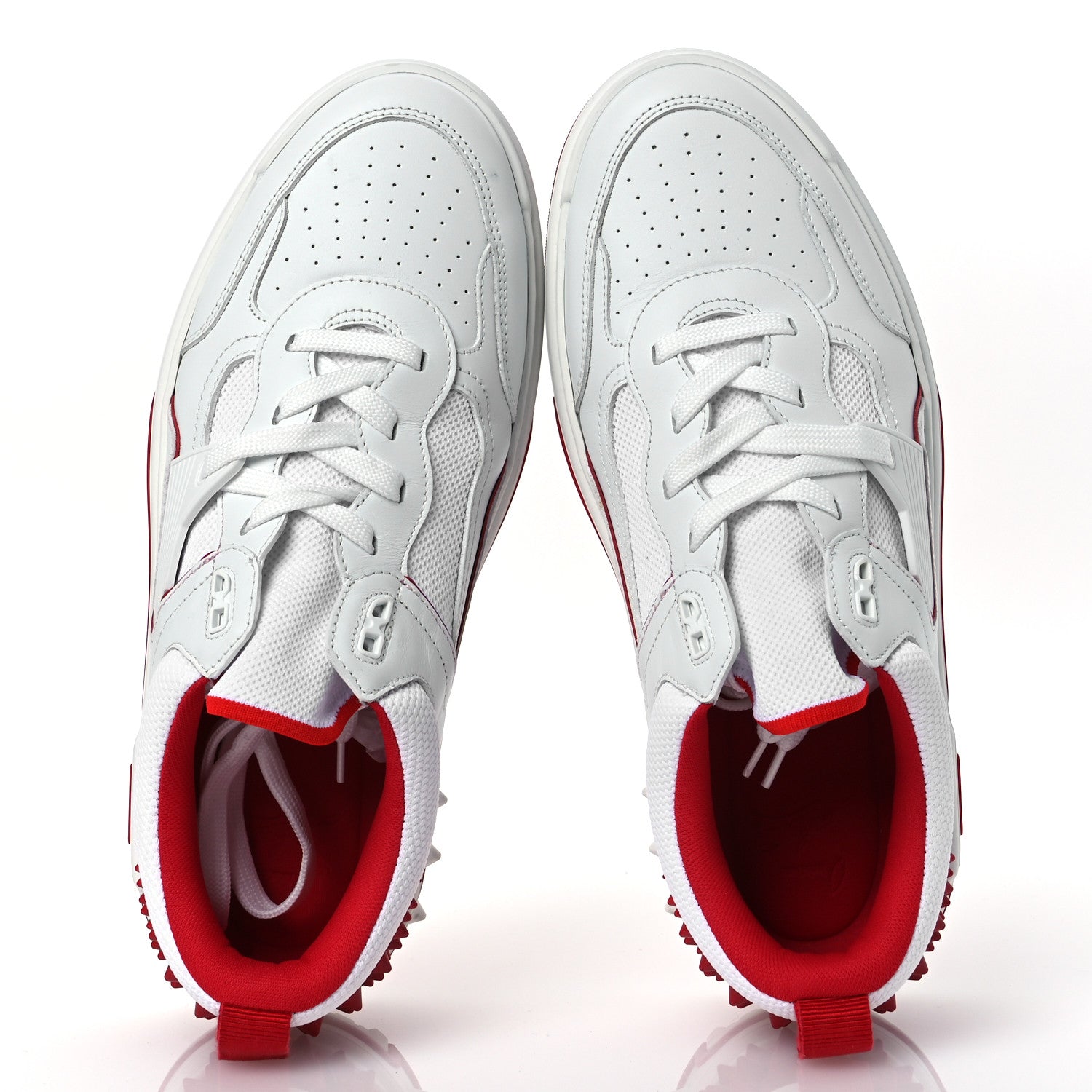 Christian Louboutin Calfskin Suede Nappa Spike Mens Astroloubi Low Top Sneakers 42 White Red 2 of 11