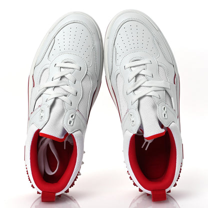 Christian Louboutin Calfskin Suede Nappa Spike Mens Astroloubi Low Top Sneakers 42 White Red 2 of 11