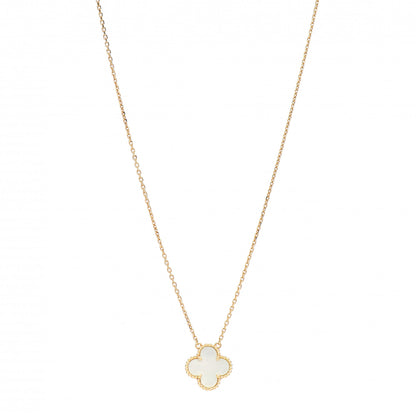 Van Cleef & Arpels 18K Yellow Gold Mother of Pearl Vintage Alhambra Pendant Necklace 1 of 5