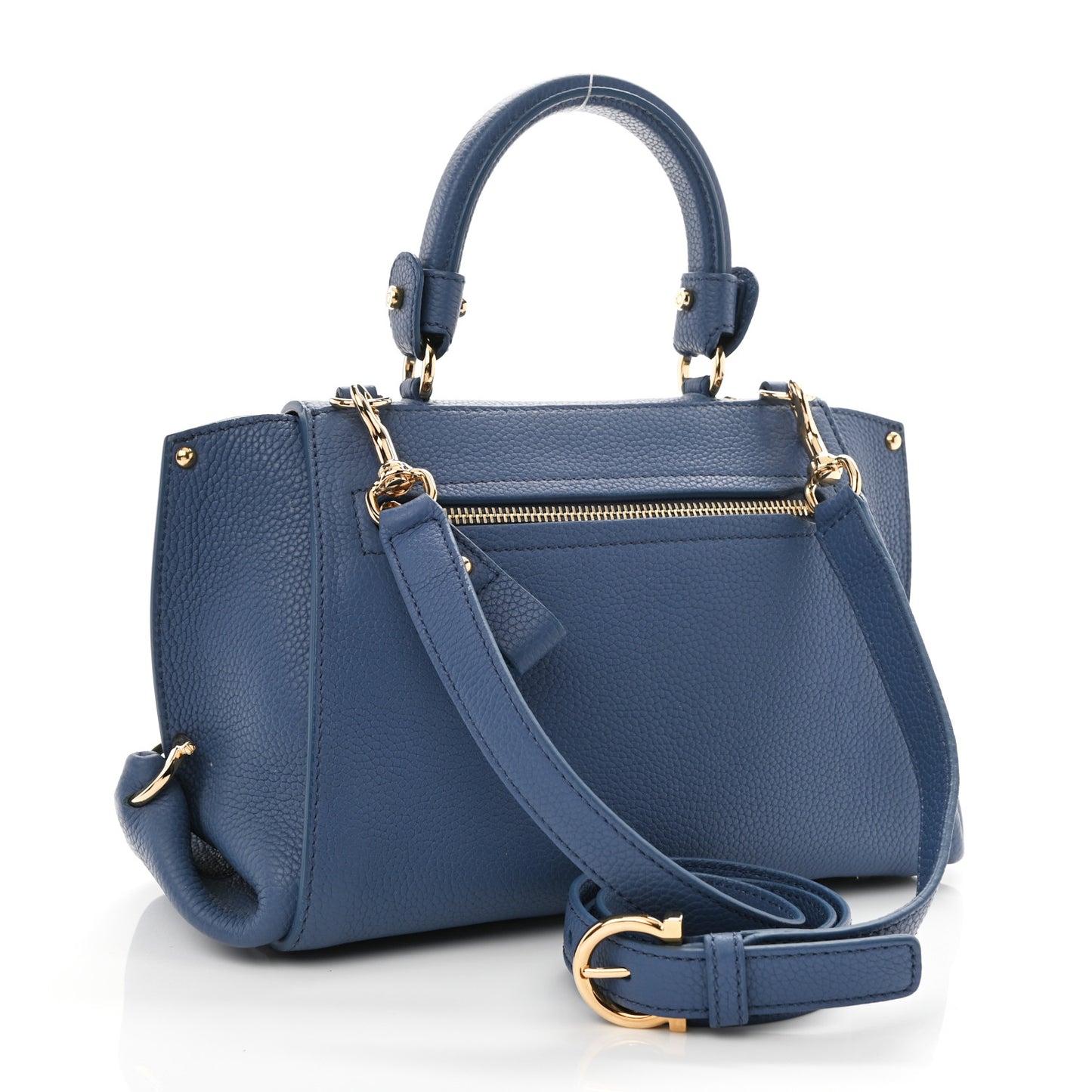 Grained Calfskin Sofia Satchel Blue