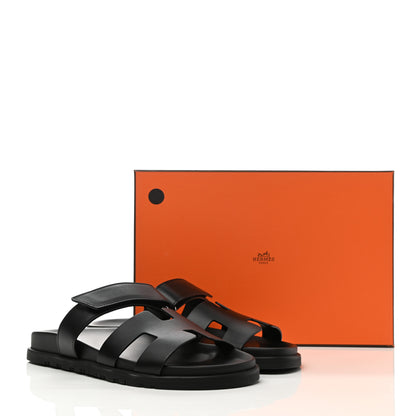 Hermes Calfskin Womens Chypre Sandals 39 Black 10 of 10