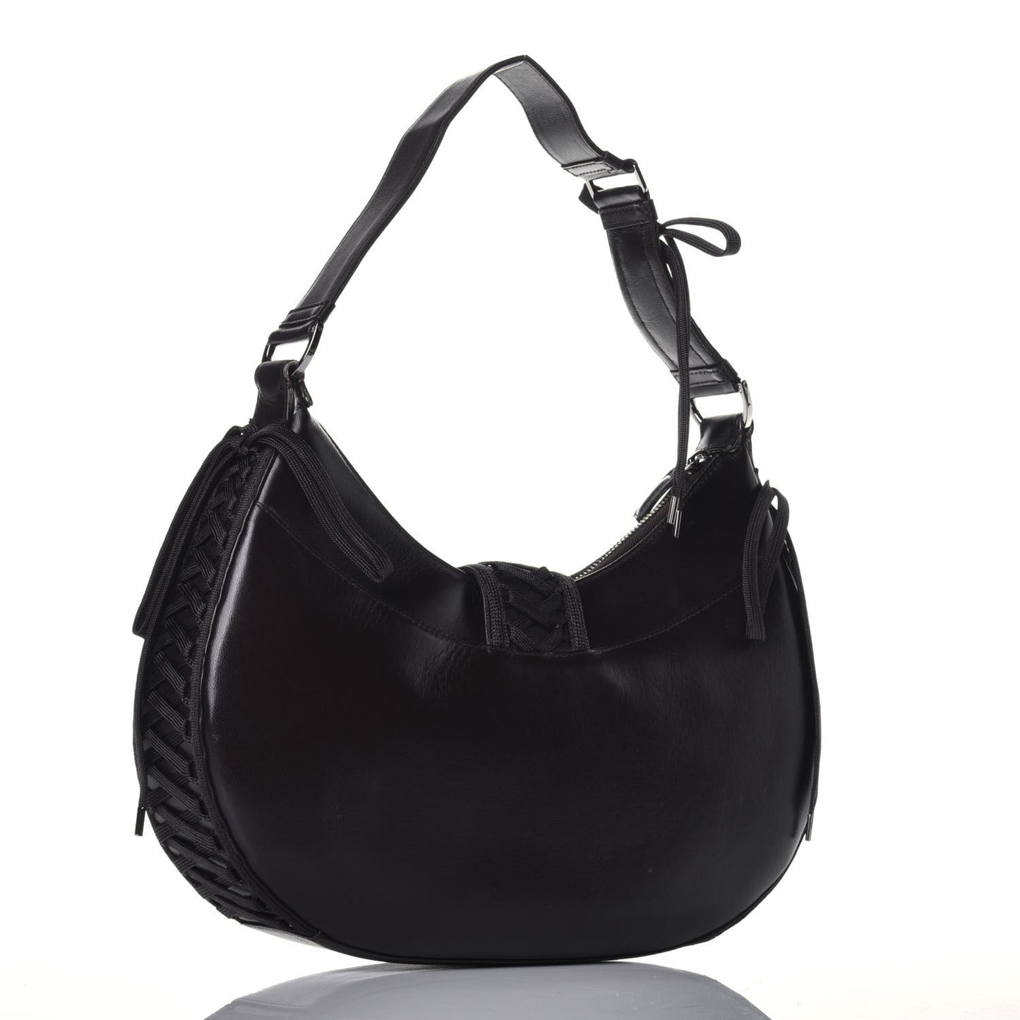 Calfskin Admit It Lace Up Hobo Black