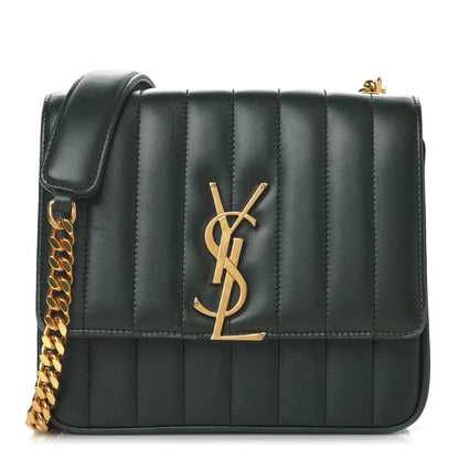 Saint Laurent Lambskin Matelasse Monogram Medium Vicky Chain Bag Algae 2 of 12