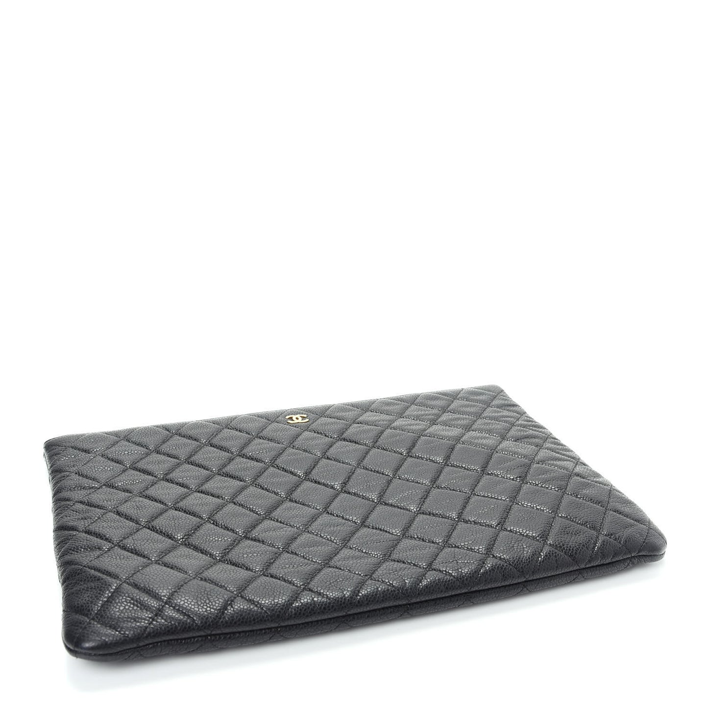 Caviar Quilted Large Cosmetic Case Black