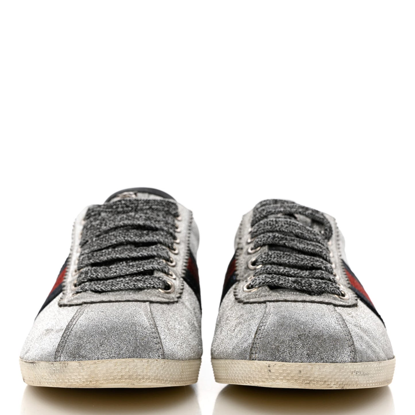 Glitter Fabric Studded Web Womens Sneakers 37.5 Silver