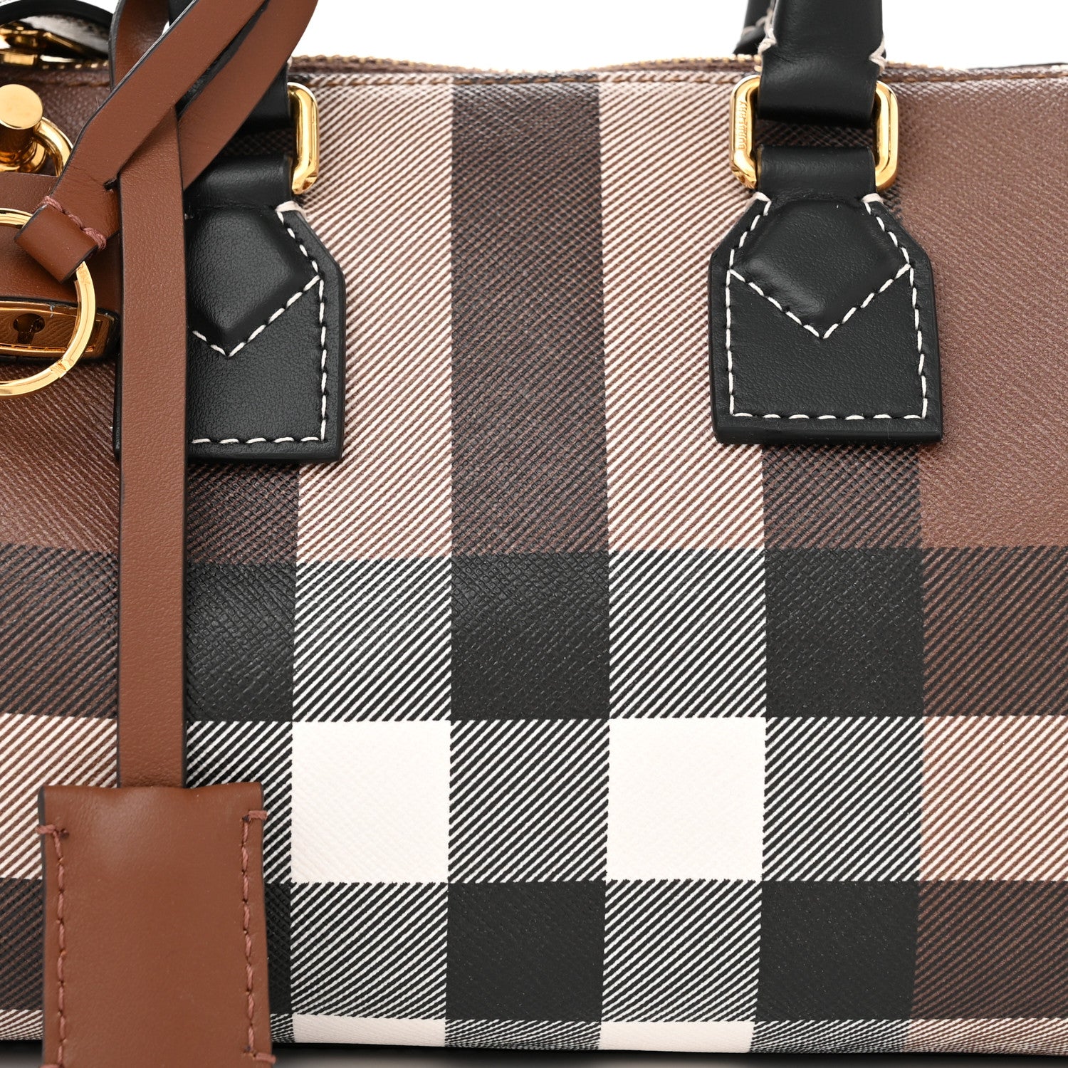 Burberry E-canvas Check Mini Bowling Bag Dark Birch Brown 7 of 9