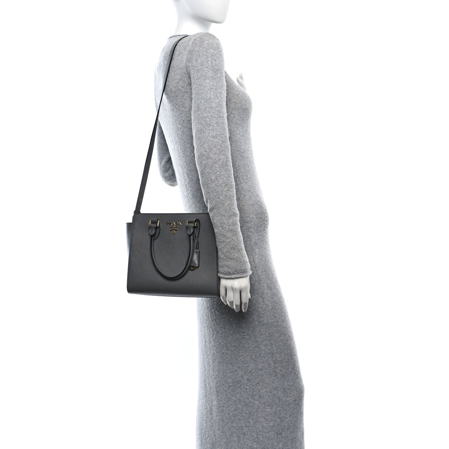 Saffiano Soft Calfskin Small Zippered Tote Marmo