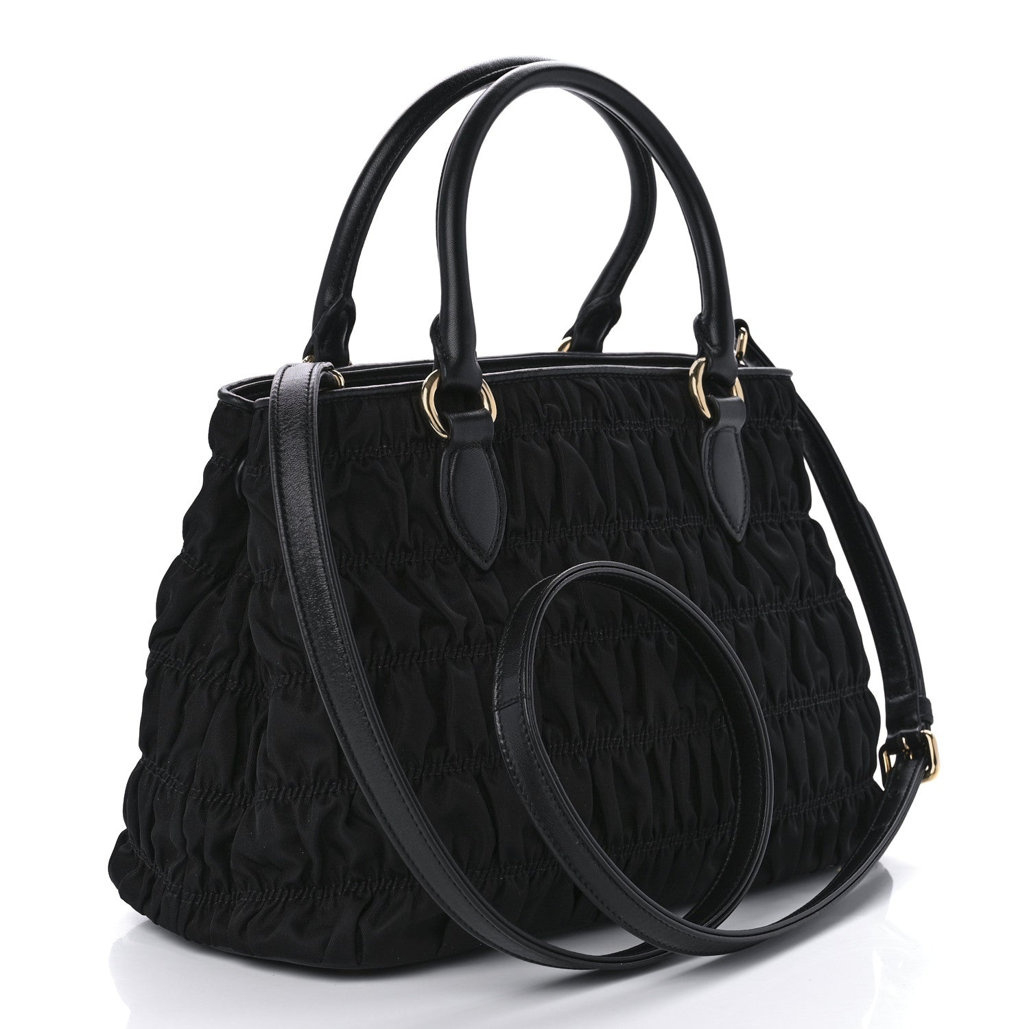 Prada Tessuto Nylon Gaufre Small Tote Black 2 of 8