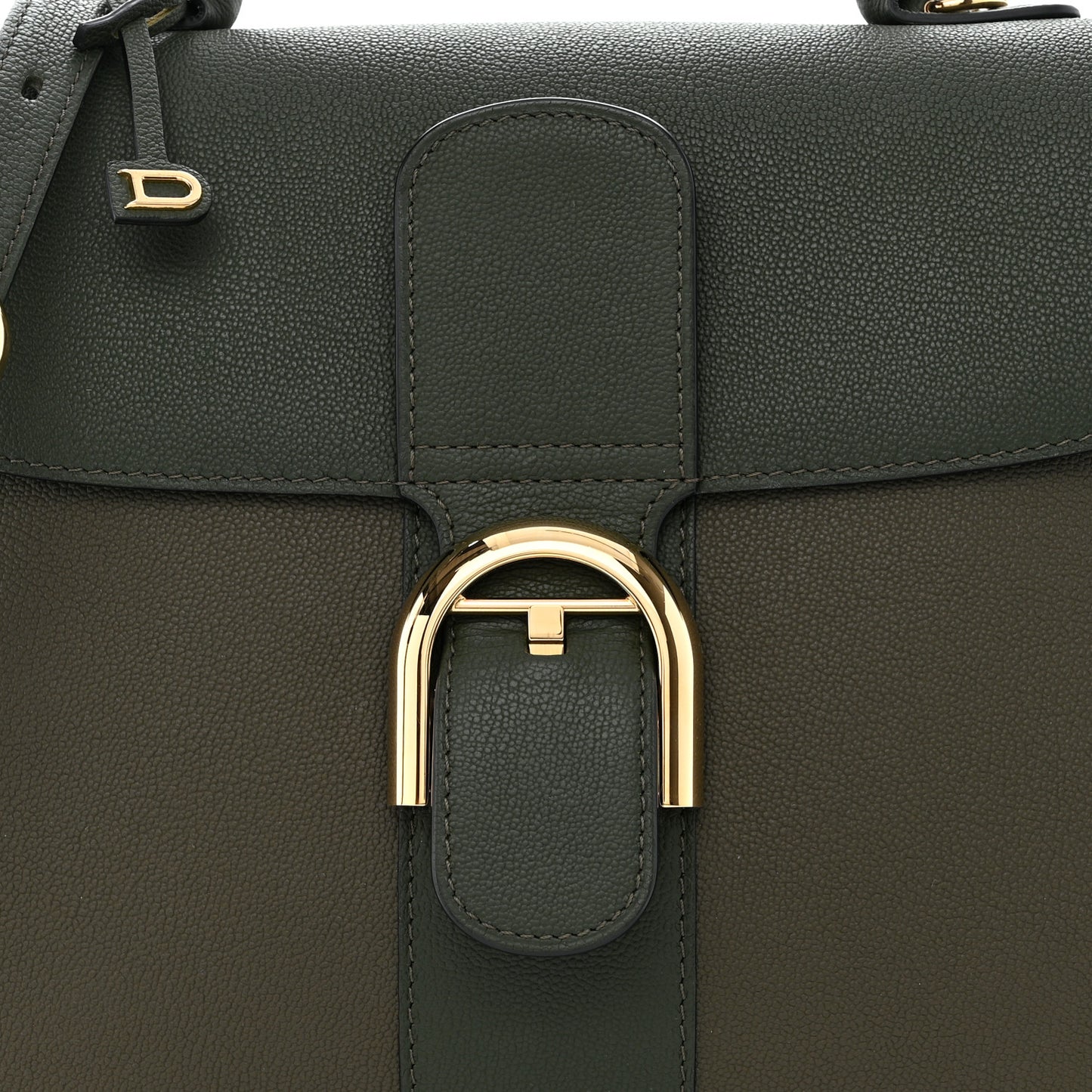 Grained Calfskin Bi-Color Brillant MM Satchel Kaki