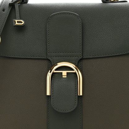 Delvaux Grained Calfskin Bi-Color Brillant MM Satchel Kaki 9 of 11