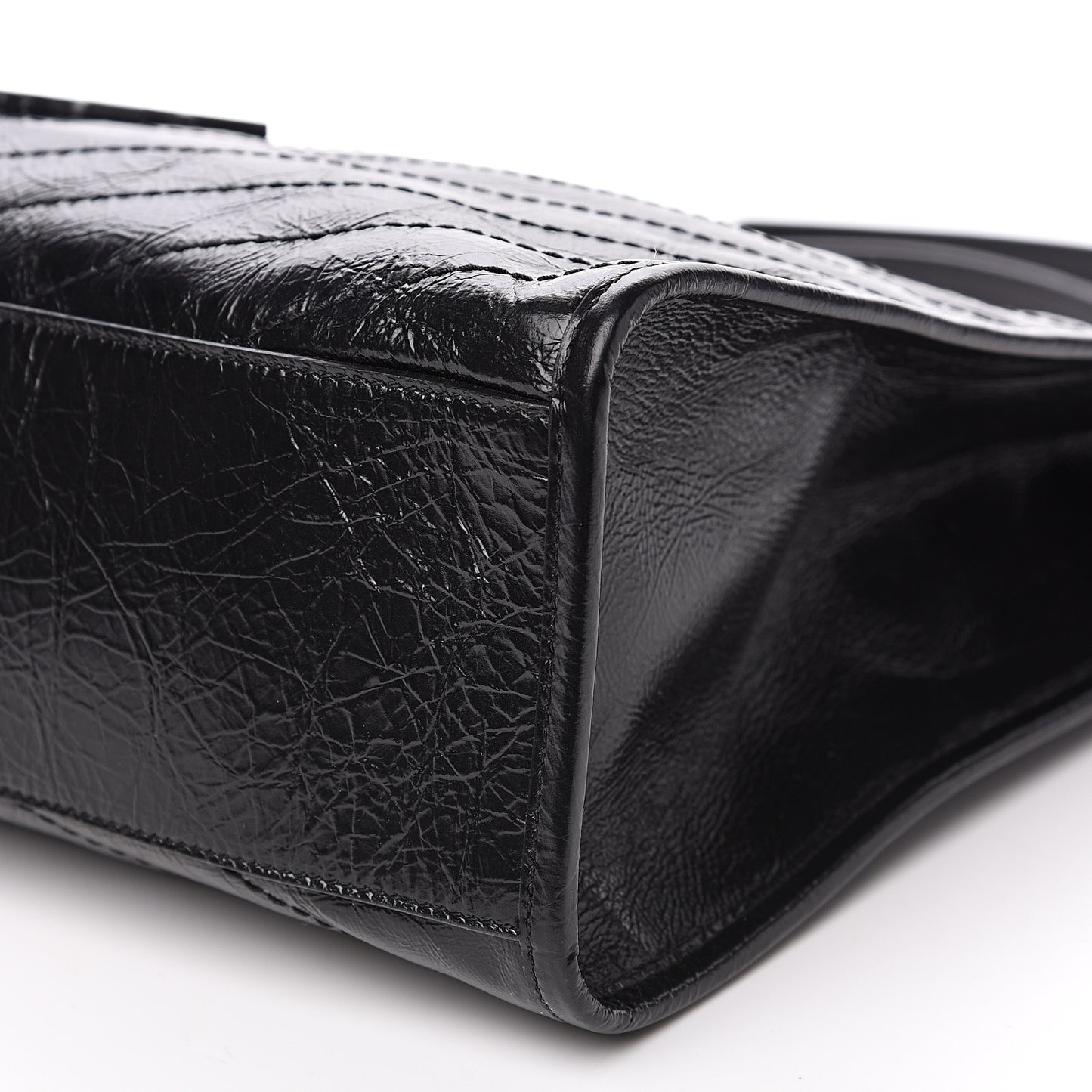 Crinkled Calfskin Matelasse Monogram Niki Shoulder Bag Black