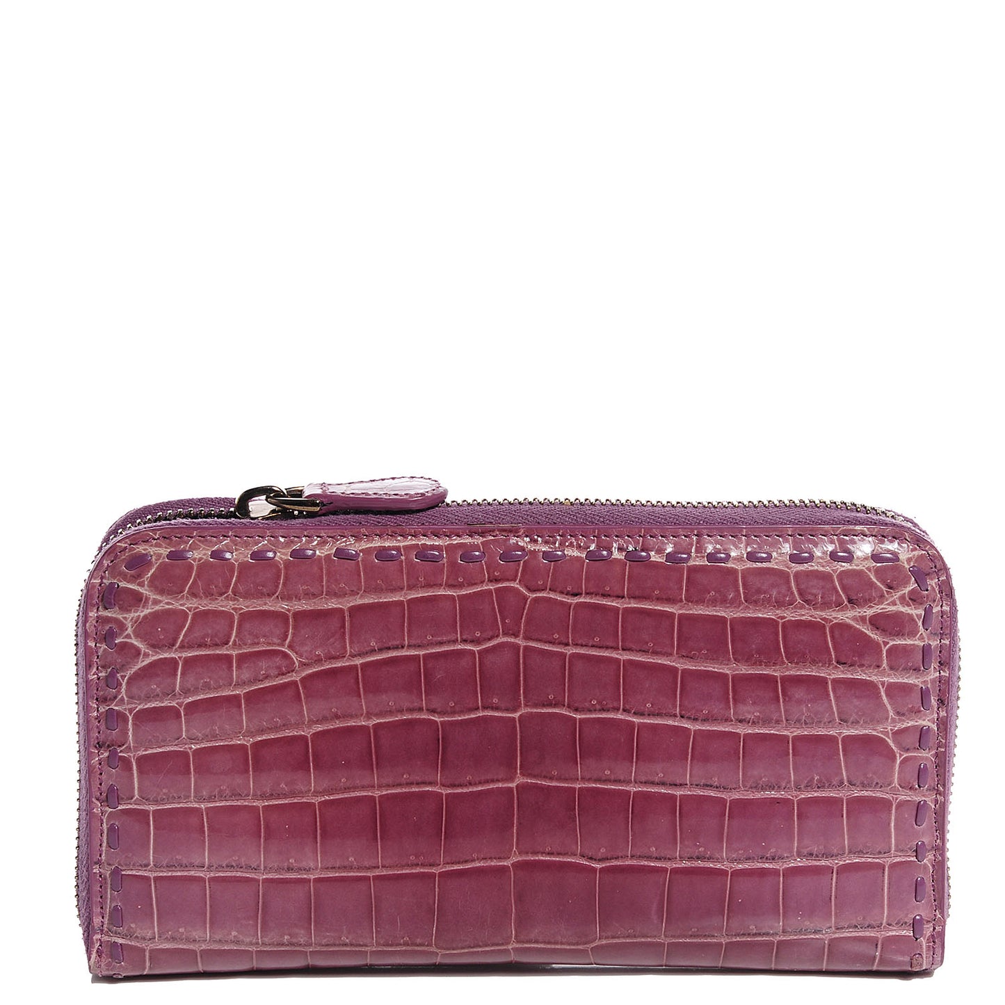 Shiny Crocodile Fume Zip Around Wallet Corot