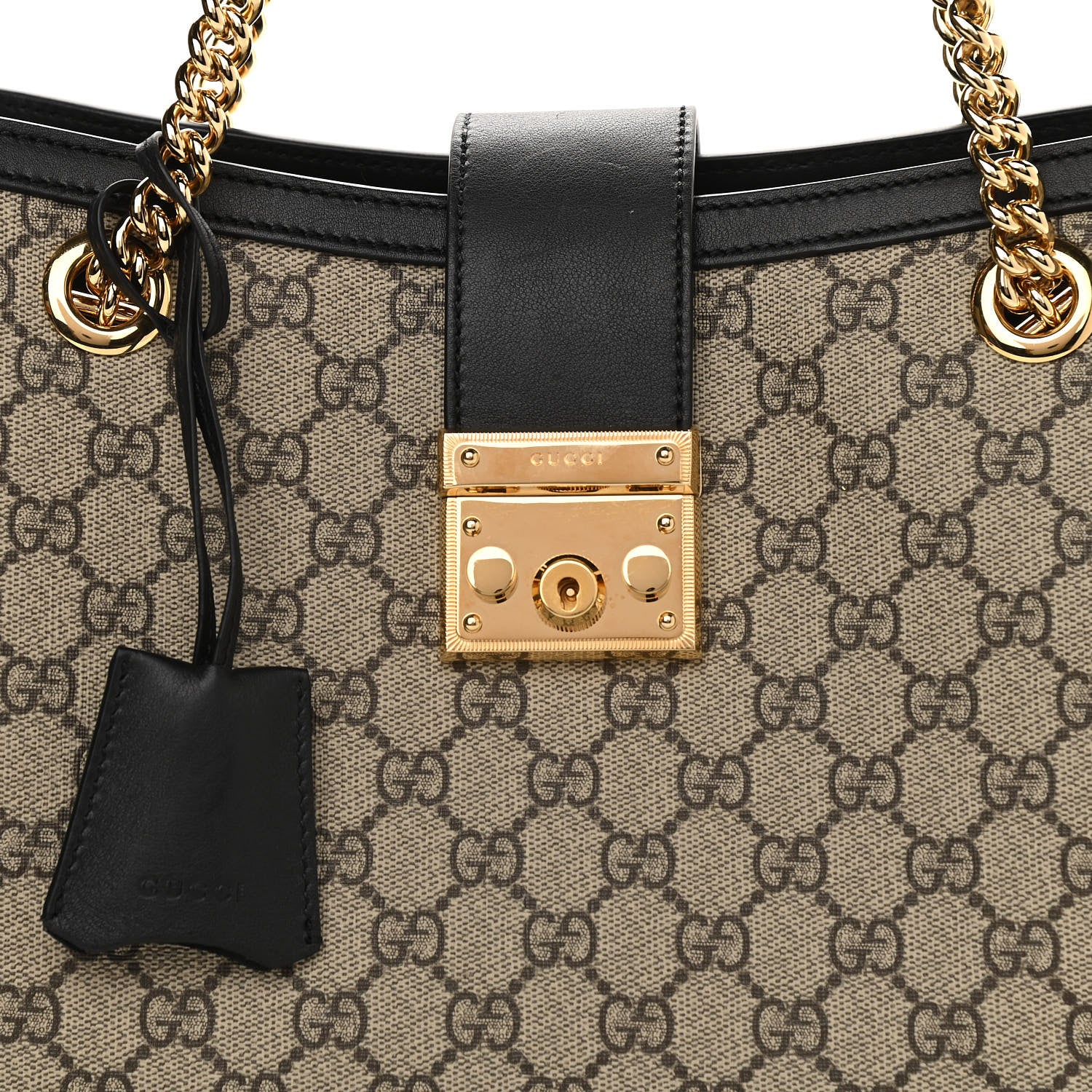 Gucci GG Supreme Monogram Medium Padlock Tote Black 997577