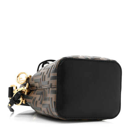 Fendi Vitello Liberty F is Fendi Bi-Color FF 1974 Embossed Mini Mon Tresor Bucket Bag Maya Black 4 of 9