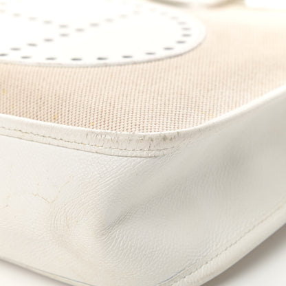 Hermes Toile Taurillon Clemence Evelyne PM Blanc White 10 of 18