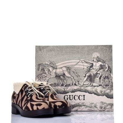 Gucci Wool Faux Shearling G Rhombus Womens Victor Ankle Boots 39 Beige Cocoa 7 of 7