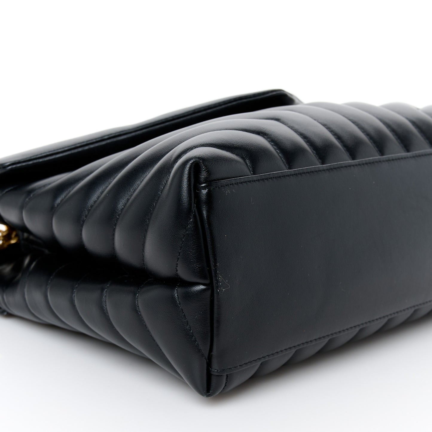 Calfskin Y Quilted Monogram Medium Loulou Chain Satchel Black