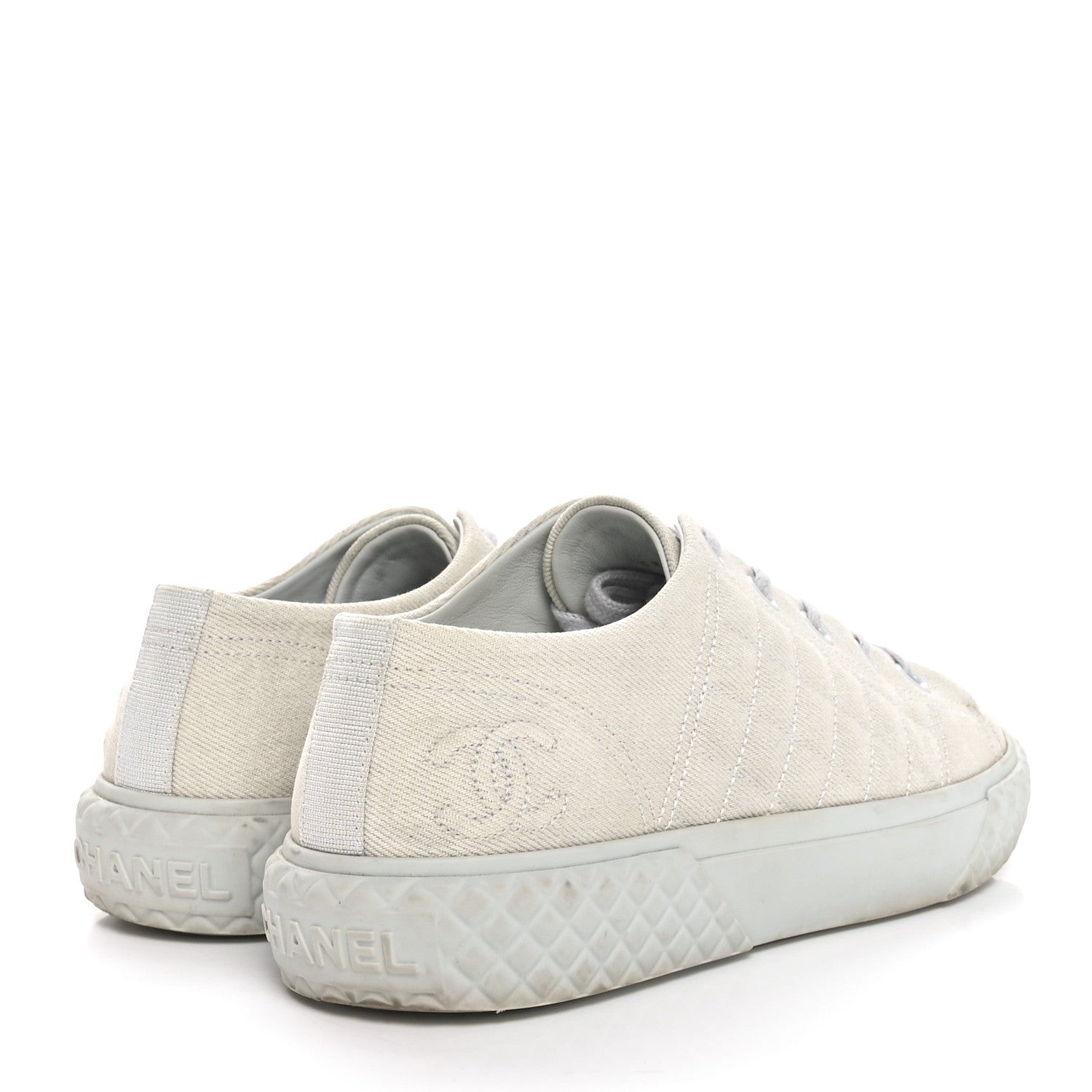 Chanel Denim Quilted Sneakers 36.5 Light Blue 5 of 10