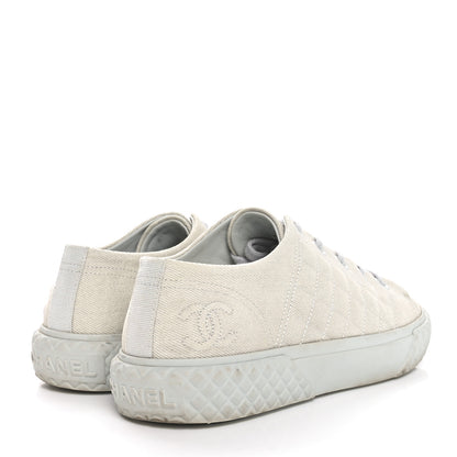 Chanel Denim Quilted Sneakers 36.5 Light Blue 5 of 10