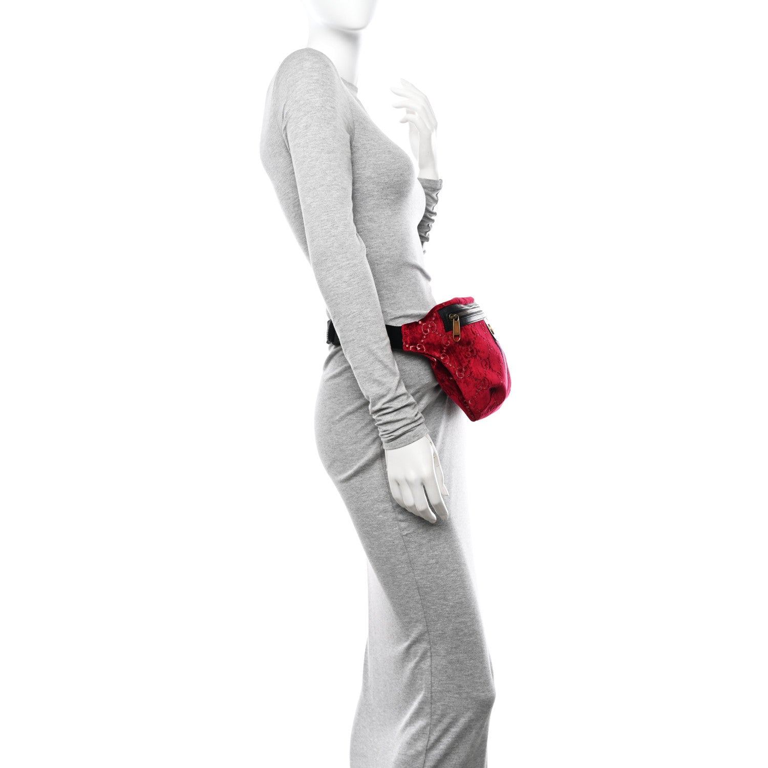 Gucci GG Monogram Velvet Belt Bag Red Cipria 2 of 10