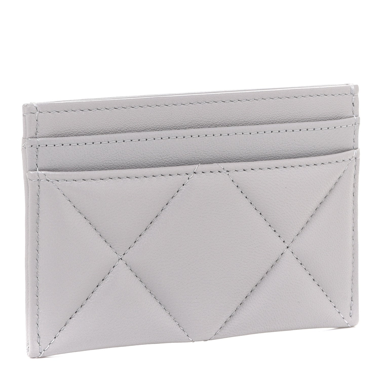 Chanel Lambskin Quilted Chanel 19 Card Holder Grey 3 of 9