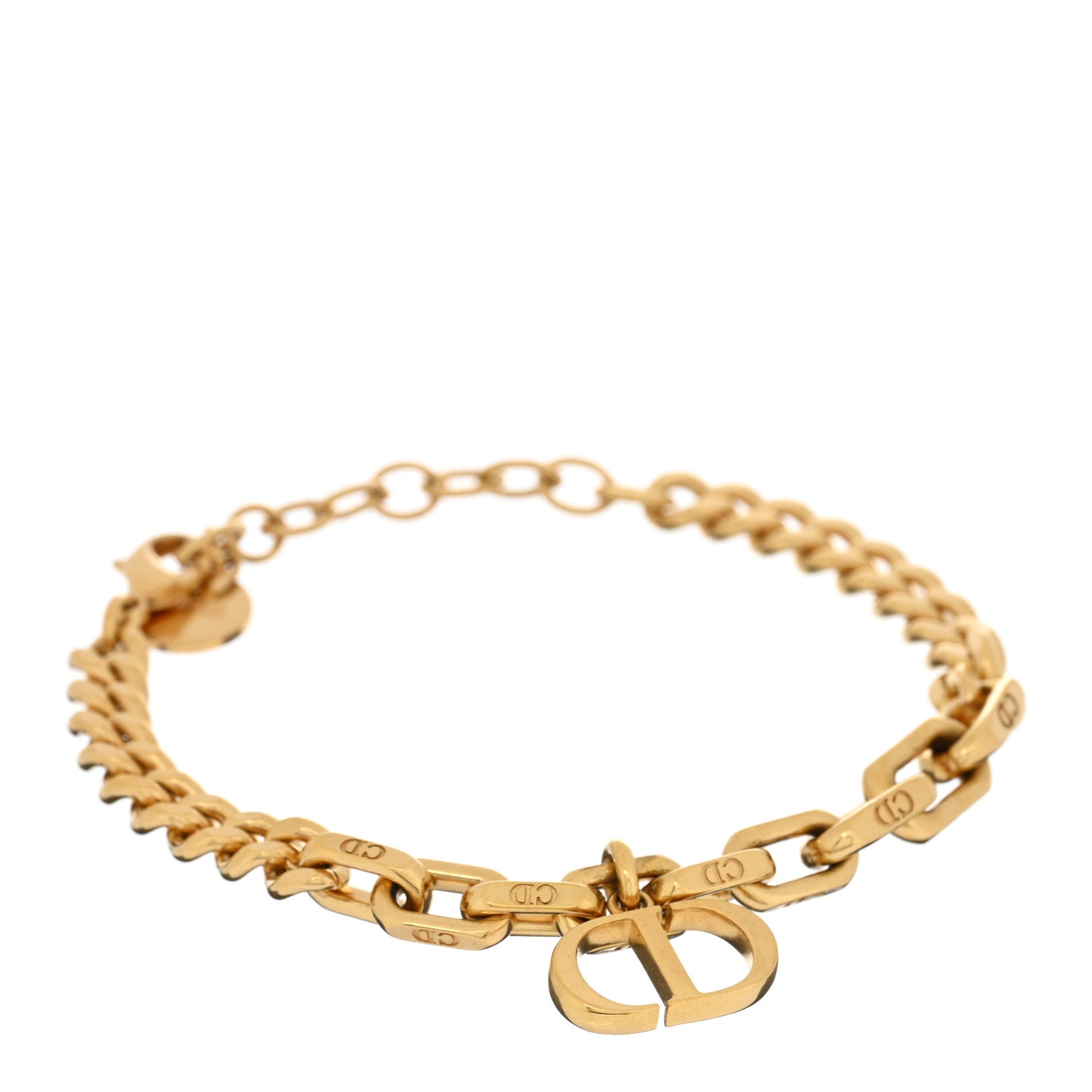 Metal CD Link Chain Bracelet Gold