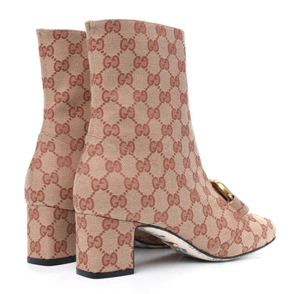 Gucci Monogram Malaga Kid GG Victoire 55mm Ankle Boots 39.5 Beige Ruggine Rust 4 of 9