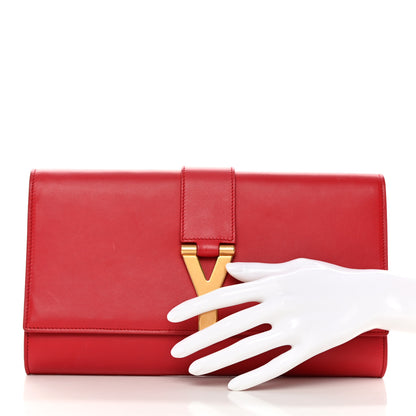 Saint Laurent Calfskin Classic Y Ligne Clutch Red 2 of 13