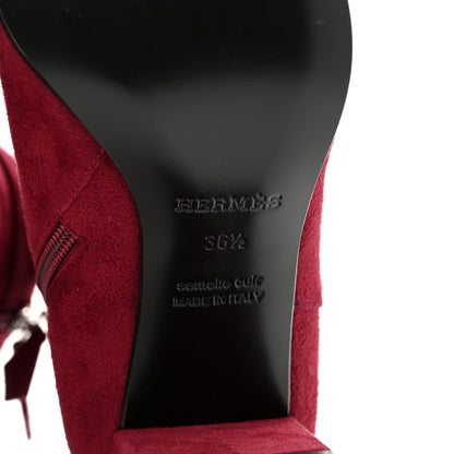 Hermes Suede Goatskin Saint Germain Ankle Boots 36.5 Rouge Tibetain 6 of 11