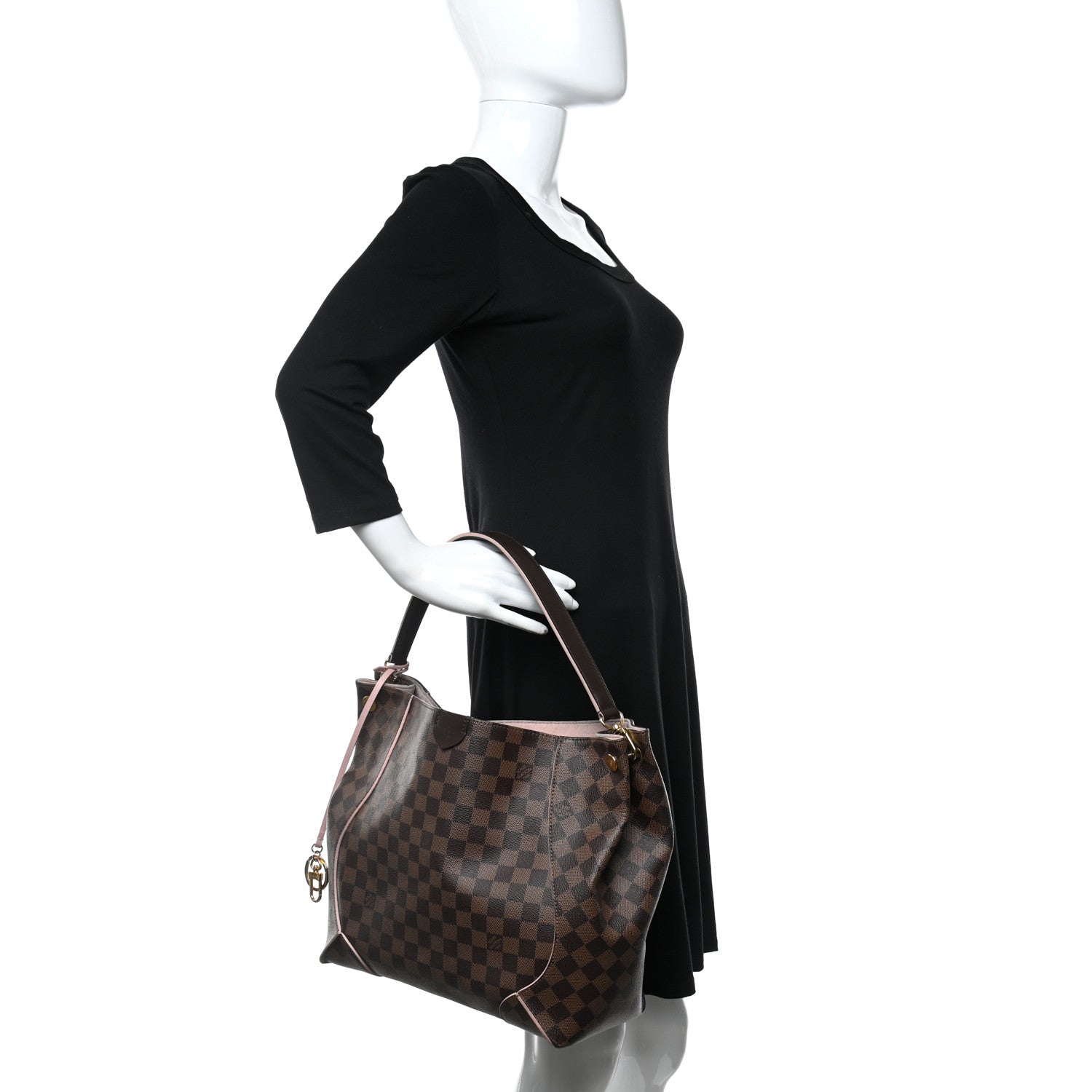Louis Vuitton Damier Ebene Caissa Hobo Rose Ballerine 2 of 10