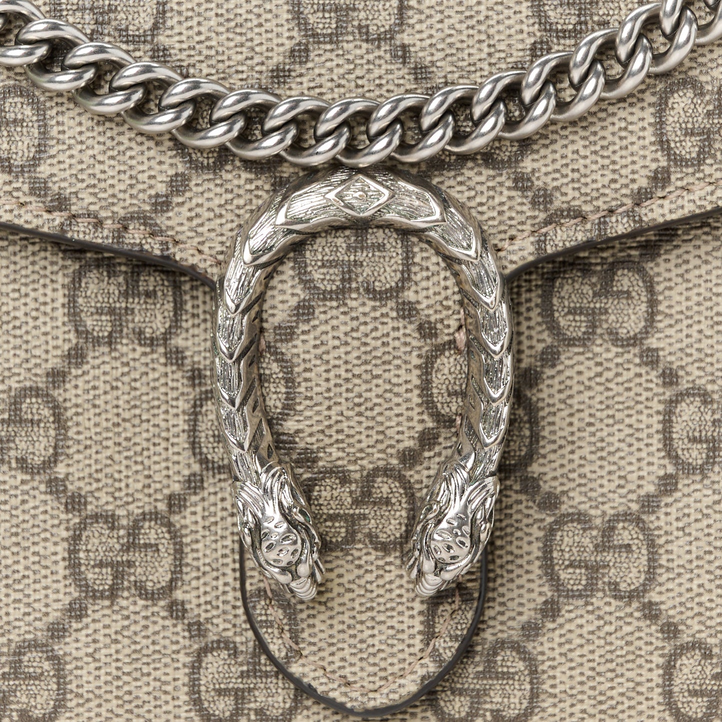 GG Supreme Monogram Mini Dionysus Chain Wallet Beige Taupe
